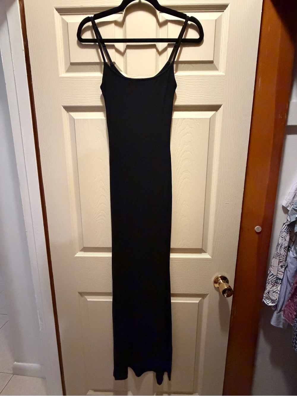 Skims Black Ribbed Slip Dress